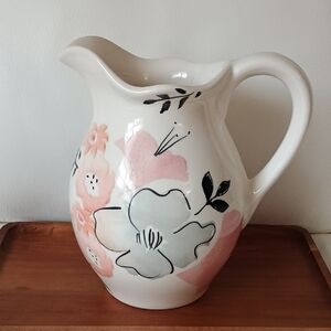 2/$20 Floral Ceramic Pitcher - Pink and White